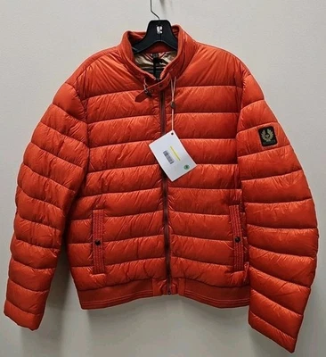 NUEVA CHAQUETA BELSTAFF CIRCUITO LOGO APLIQUES ACOLCHADA CONCHA PLUMÓN NARANJA HOMBRES EE. UU. TALLA 44 Foto 1 de 4