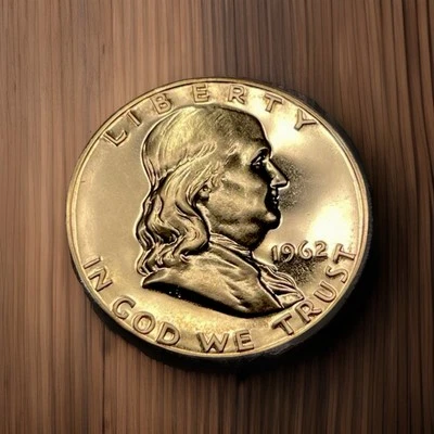 Uncirculated Proof 1962 Philadelphia Mint Silver Franklin Half ~ DDO/DDR/RPD - Image 1 of 4