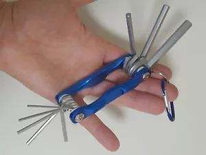 Portable Folding Hex Allen Key Wrench Hexagonal 8PCS with Carabiner Clip - Picture 1 of 8