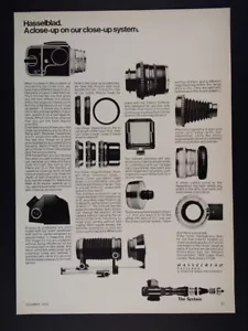 Hasselblad 1973 sistema de primer plano accesorios de cámara anuncio impreso de colección - Imagen 1 de 1