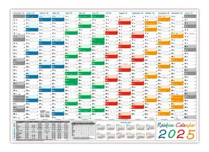 Rainbow Wandkalender DIN A2 2025 gefaltet Wandplaner inkl. Ferien & Feiertage - Bild 1 von 7