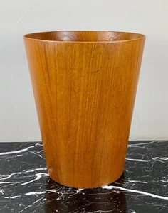 Vintage MCM Mid Century Modern Teak Trash Bin Waste Basket Aberg for Servex 13” - Picture 1 of 8