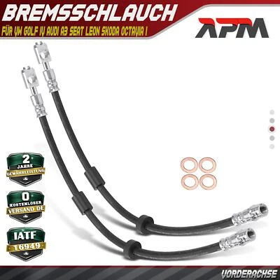 2x Bremsschlauch Vorne für VW Golf 4 Bora Audi A3 Seat Leon Toledo Skoda Octavia - Bild 1 von 4