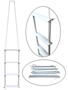 Pactrade Marine Inflatable Boat Kayak 4-Step White Folding PE Rope PVC Ladder - Picture 1 of 7
