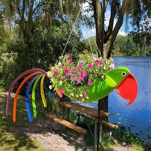 Flowerpot Art Outdoor Decor for Plants Outdoor,Hanging Planter Garden Decor - Picture 1 of 53