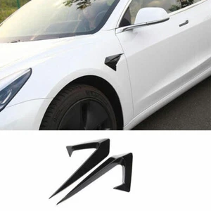 Ajuste para Tesla Modelo 3 2017-2021 Negro Brillante Alerón Lateral Cámara Cubierta Borde 2 piezas - Imagen 1 de 6