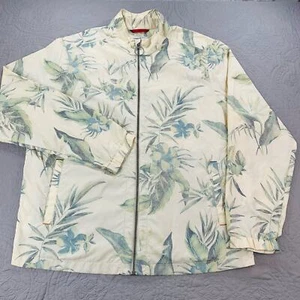 Tommy Bahama Jacket Mens Large Floral Lightweight Island Crafted Denim Jeans Zip - Picture 1 of 9