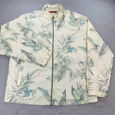 Tommy Bahama Jacket Mens Large Floral Lightweight Island Crafted Denim Jeans Zip - Image 1 of 4