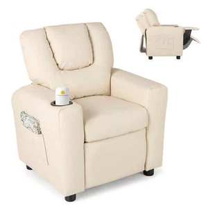 Kids Recliner Chair w/Cup Holder & Side Pocket Adjustable Backrest Footrest - Picture 1 of 6