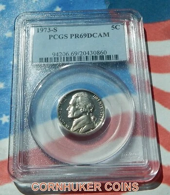 1973-S JEFFERSON  NICKEL PCGS PR69DCAM~  GREAT EYE APPEAL ~ FREE SHIPPING - Image 1 of 2