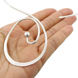 Spiral Choker 925 Sterling Silver Hallmarked Statement Necklace - Picture 1 of 6