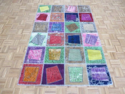 4'6 x 6'9 Hand Made Patchwork Turkish Oushak Ushak Oriental Rug G6338 - Image 1 of 4