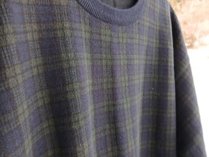 Vintage ROUNDTREE & YORKE Black Watch PLAID 100% Cotton Sweater Men’s XL - Picture 1 of 12