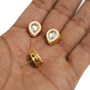 5 Pairs, 11x14mm Meenakari Kundan Spacer Earring Studs - Picture 1 of 20