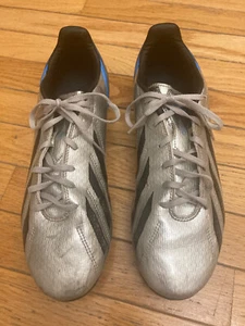 Adidas F10 TRX FG Silver Blue Black Soccer Football Cleats Mens/Boys Size 10 - Picture 1 of 5