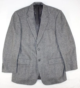 Vintage Bert Pulitzer Blazer Men's 40 Camel Hair Wool Jacket Herringbone Gray - Picture 1 of 9