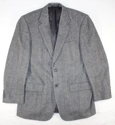 Vintage Bert Pulitzer Blazer Men's 40 Camel Hair Wool Jacket Herringbone Gray - Image 1 of 4