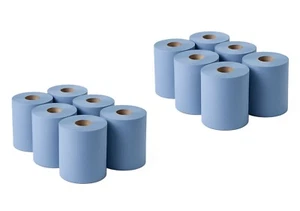12x Pack Soclean Centrefeed Blue Roll 400 Sheet Hand Towels 2Ply Office/Workshop - Picture 1 of 3