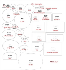 Blank writable printable stickers / labels - lots of shapes & sizes. Low volume - Picture 1 of 40