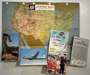 UNITED AIR LINES 1956 FLIGHT INFORMATION PACKET+ SYSTEM MAP DC-7 MODEL PROMO ETC - Picture 1 of 4