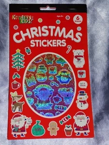 WEIHNACHTSAUFKLEBER 6 BLATT CA 500 UMSCHLAG SIEGEL GESCHENK AUFKLEBER HOLOGRAFISCH - Bild 1 von 6
