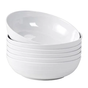 8-inch Melamine Bowls 40-ounce Salad/Pasta/Dinner Bowls set of 6 White - Picture 1 of 4