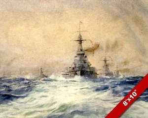 ROYAL NAVY HMS IRON DUKE WWI WORLD WAR 1 MILITARY ART PAINTING REAL CANVAS PRINT - Picture 1 of 4