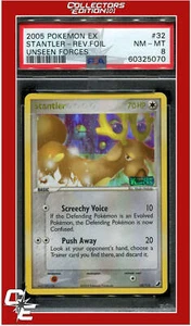 EX Unseen Forces 32 Stantler Reverse Foil PSA 8 - Foto 1 di 2