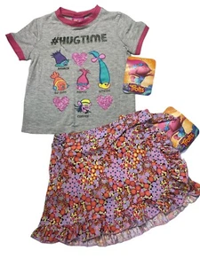 Girls Outfit Colorful Dream Works Shirt Skort Summer Colorful Size 6 Trolls New - Picture 1 of 12