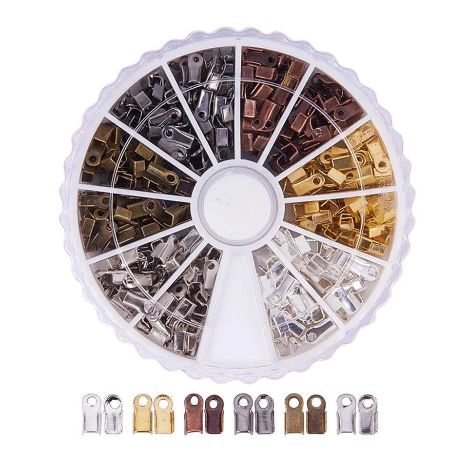 Концы шнура складные железные 420 шт/коробка для изготовления ювелирных изделий 6 цветных обжимных наконечников 6x3 мм - Изображение 1 из 4