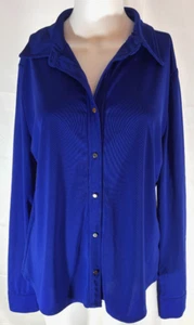 Blusa para mujer Liz Claiborne XL con botones azul real elástica manga larga - Imagen 1 de 6
