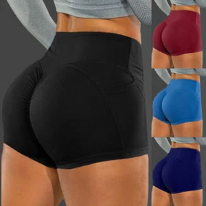 Mujeres Lo último Pantalones Pantalones Cortos de Yoga Cintura Alta Levantamiento de Glúteos Scrunch Botín Gimnasio Deporte Parte InferiorU - Imagen 1 de 15
