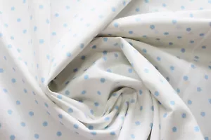Baumwollstoff 3,70€/m² Batist weiß, blaue Punkte AL28 - Bild 1 von 2