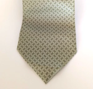 Uomo Serta 100% Silk Tie Light Olive Green Geometric Pattern 4"x57" Italian - Picture 1 of 6