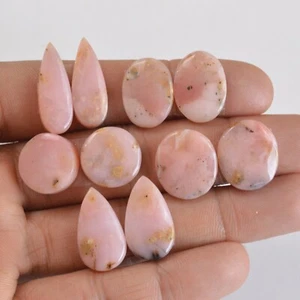 5 Pair 77 Cts Natural Pink Opal Cabochon Gemstone Pair Lot 14x14-22x8mm #14190 - Picture 1 of 5