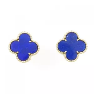 Van Cleef & Arpels 18K Yellow Gold Vintage Alhambra Lapis Lazuli Earrings - Picture 1 of 4