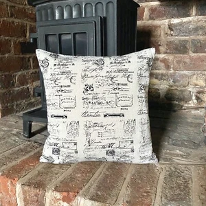 44. Handmade Calligraphy Natural LINEN Cotton Cushion Cover.Various sizes - Picture 1 of 2