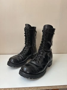 VTG CORCORAN BOOTS MENS 7 E Talon Zip Black Leather Cap Toe Paratrooper Military - Picture 1 of 8
