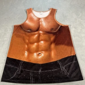 Beach Body 6 Pack Abs Tank Top Mens Medium Chest 20 Bodybuilder MMA Funny Sexy - Picture 1 of 9
