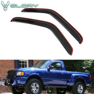 Fits 93-11 Ford Ranger & Mazda B3000 B4000 Regular Cab In Channel Window Visors - Image 1 of 4