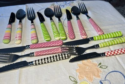 15 Pcs. Kids Flatware 3 Complete Sets Knives Forks Spoons- Spare Forks Knives - Image 1 of 4