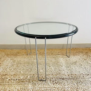 Table Basse Design Vintage Italienne Années 70 - Chrome & Verre - Élégance Épuré - Foto 1 di 5