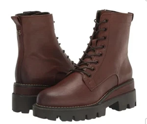 Stivali da combattimento Sam Edelman da donna Garret in pelle marrone scuro con plateau 5M - Foto 1 di 6