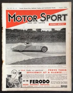 MOTOR SPORT Magazine Aug 1936 FRENCH GRAND PRIX Leinster Trophy Race DELAHAYE - Picture 1 of 6