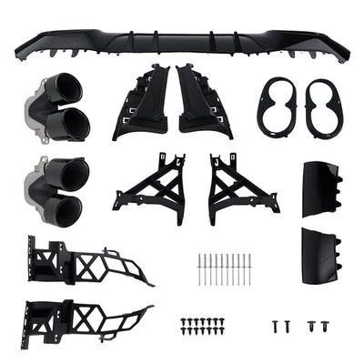 Difusor traseiro preto brilhante para Mercedes Classe A Sport W177 A45 aparência com tubos de escape - Imagem 1 de 4