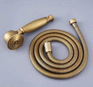 Antique Brass Bathroom Accessory Hand-held Shower Head + 1.5m Shower Hose fhh119 - Picture 1 of 6