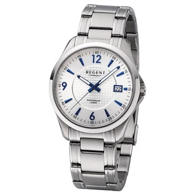 Regent Orologio da Uomo F-1185 Metallo Quarzo Polso Cinturino IN Argento URF1185 - Immagine 1 di 4