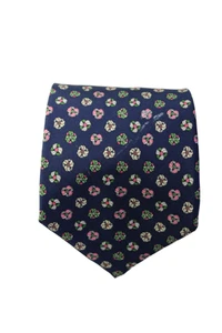 Salvatore Ferragamo Womens Medium Width Abstract Silk Tie Navy Multi - Picture 1 of 8