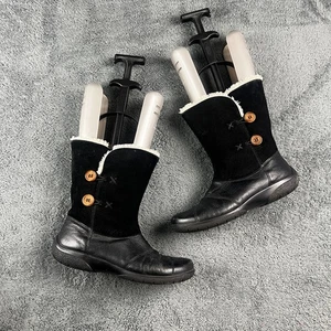 Hotter Heaven Black Suede & Leather Faux Fur Lined Boots UK 6 Walking Casual - Picture 1 of 10
