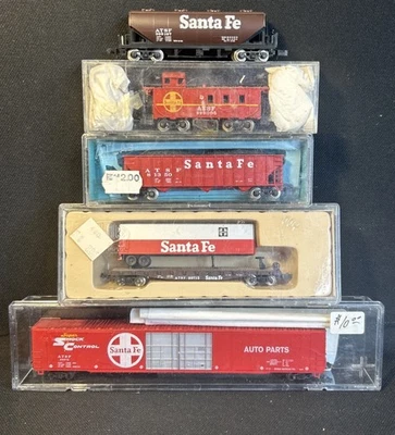 Atlas Con-Cor N Scale #29 Lot Of 5 ATSF Santa Fe 3268 Hopper Flat W/trailer C-6 - Image 1 of 4